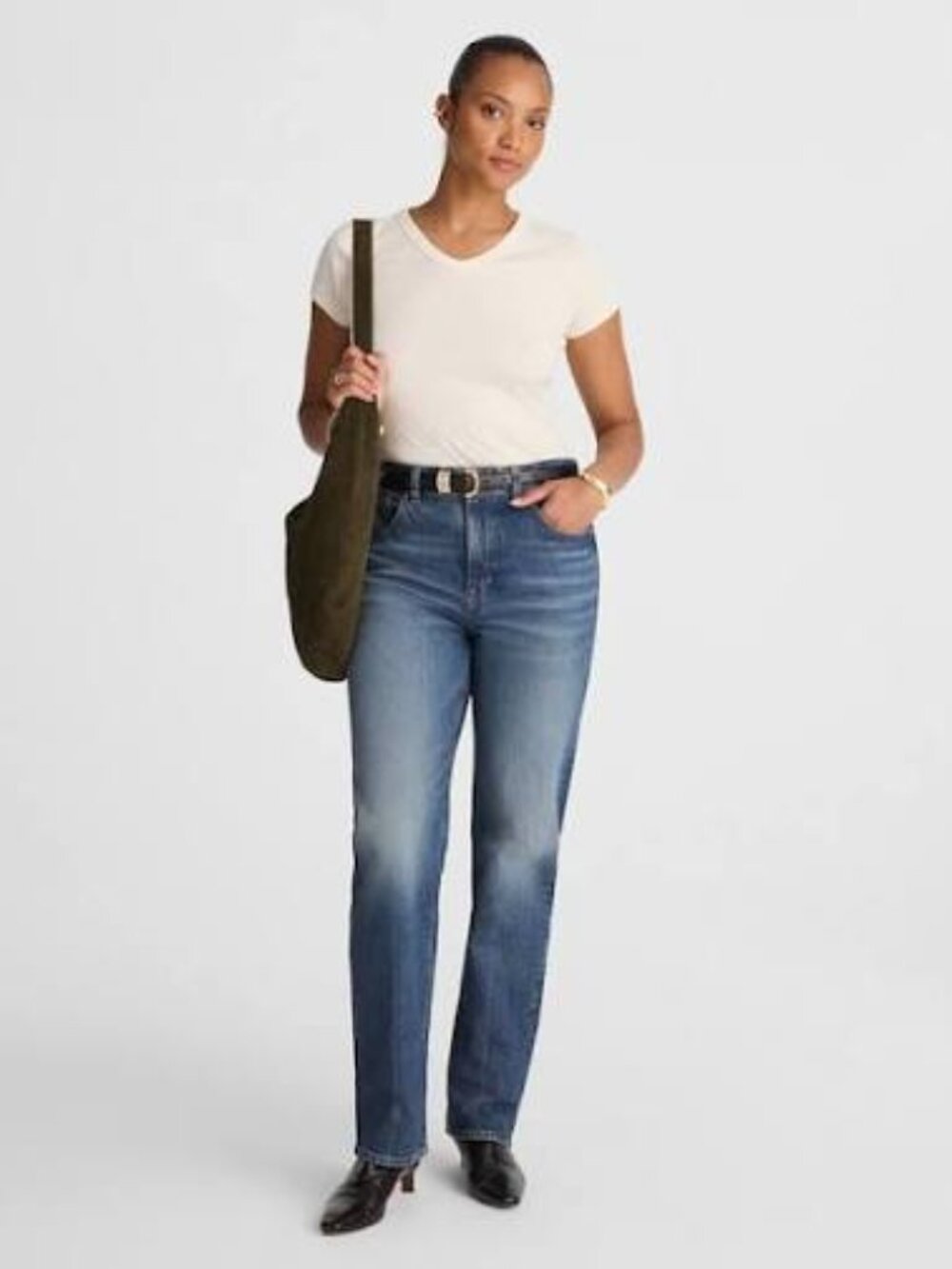 The Petite Curvy Longline Straight Jean